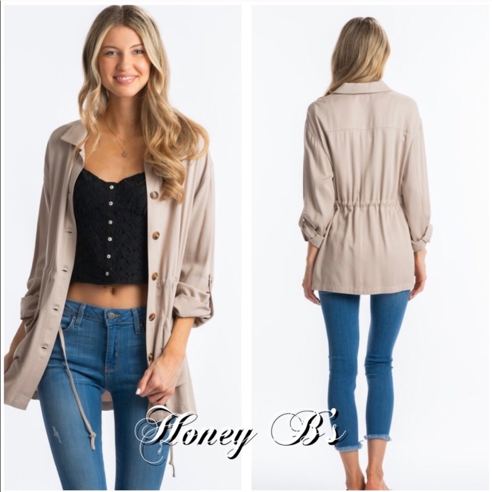 NWT! Clearance khaki utility jacket Light Coat - Picture 2 of 3